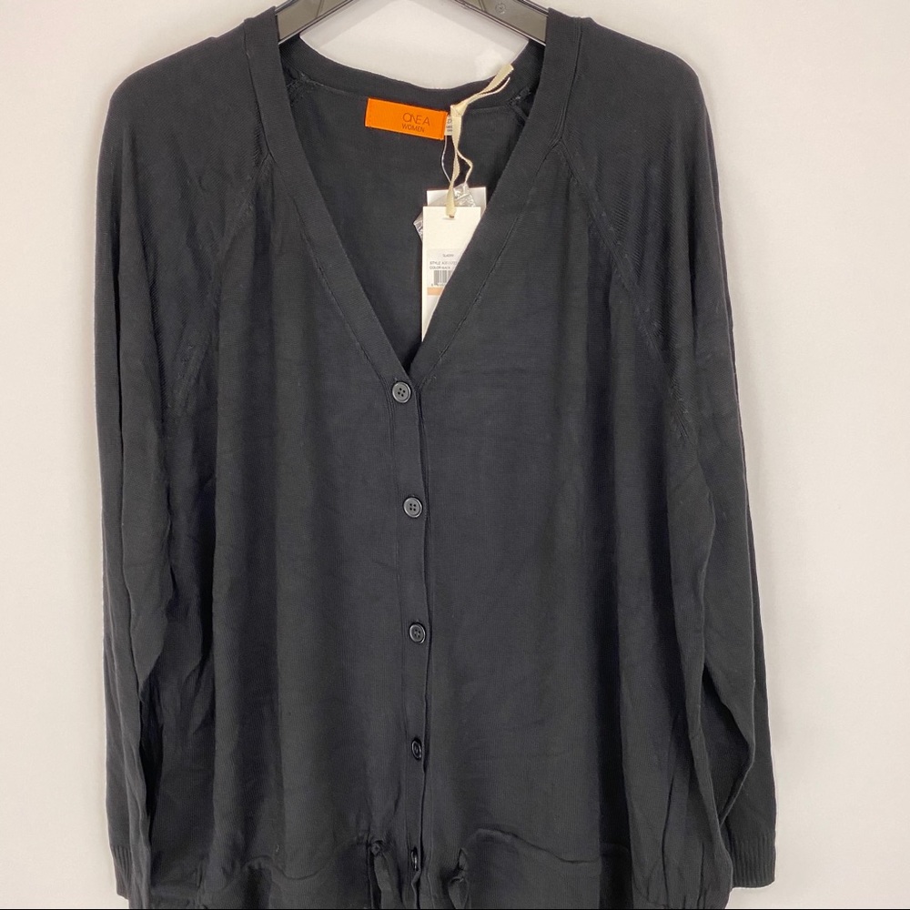 One A V-Neck Button Front Ruffled Cardigan - Picture 5 of 7